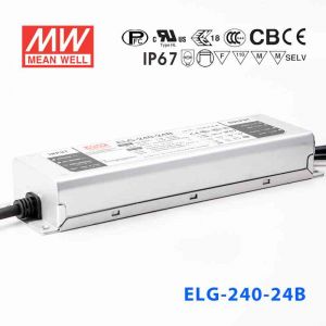 ELG-240-24D2 240W 24V 10A   D2型(智能调光/铝壳IP67/100～305Vac输入)明纬PFC防水LED电源