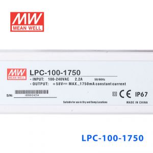 LPC-100-1750 100W 1750mA恒流输出明纬牌IP67防水塑壳LED电源