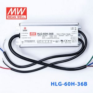 HLG-60H-36B  60W  36V 1.7A  强耐环境恒压+恒流PFC高效铝壳IP67防水LED电源(控制线三合一调光) 