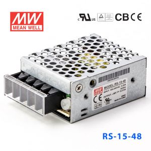 RS-15-48 15W 48V0.313A 单路输出明纬开关电源(G3系列-高性能内置有外壳)