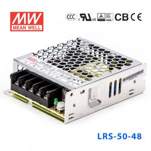 LRS-50-48 52.8W 48V 1.1A单路输出超薄型低空载损耗明纬开关电源