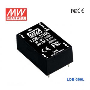 LDB-300L 12W 9~36V DC输入2~40V DC300mA输出DC-DC升-降压型恒流LED调光驱动器-插脚型