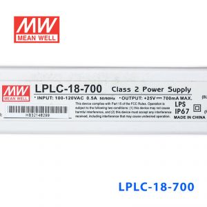 LPLC-18-700   18W   110V输入700mA恒流输出明纬牌IP67防水塑壳LED电源 