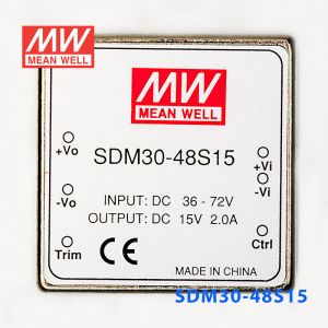 SDM30-48S15  30W  36~72V  输入  15V  稳压单路输出明纬DC-DC转换模块电源