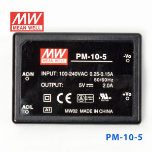 PM-10-5  10W  5V  2A   微漏电塑封Class2单路输出板上型医用明纬开关电源