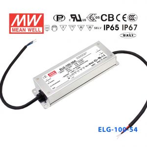 ELG-100-54B   96W    54V    1.78A     B型(0～10V/PWM/电阻调光/铝壳IP67防水/180～305Vac输入)明纬PFC防水LED电源