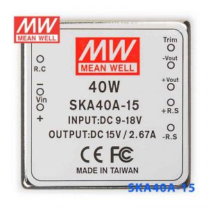 SKA40A-15  40W  9~18V 输入 15V  2.67A 稳压单路输出明纬DC-DC转换模块电源