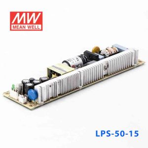 LPS-50-15   50W  15V  3.4A   单路输出无外壳窄条PCB板明纬开关电源