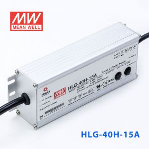 HLG-40H-15A  40W  15V 2.67A  强耐环境恒压+恒流PFC高效铝壳IP65防水LED电源(恒压恒流值可面板设定) 