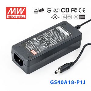 GS40A18-P1J 40W 18V2.22A 输出绿色能源明纬电源适配器(三线插口)