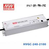  HVGC-240-2100D2 240W 2100mA 117Vac   输入强耐环境PFC高效铝壳IP67防水LED恒流电源(定时调光)