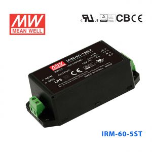 IRM-60-5ST  50W  5V 10A 高能效 端子台接线型 明纬超小型AC-DC模块电源 