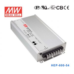 HEP-600-54   600W   54V  11.2A  高效率无风扇密封全灌胶恶劣环境适用明纬开关电源