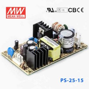 PS-25-15  25W  15V 1.7A  单路输出无外壳PCB板明纬开关电源