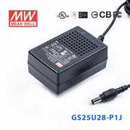 GS25U28-P1J 25W 28V0.89A 输出绿色能源明纬墙插电源适配器(美式插头) 