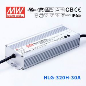 HLG-320H-30A  320W  30V 10.7A  强耐环境恒压+恒流PFC高效铝壳IP65防水LED电源(恒压恒流值可面板设定) 