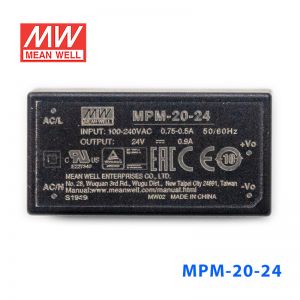 MPM-20-24台湾明纬21.6W 80~264V输入 24V0.9A输出医疗基板型电源