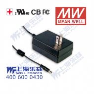 GSM25U18-P1J 25W 18V1.38A输出明纬高能效医疗型美规墙插电源适配器
