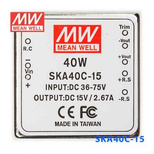 SKA40C-15  40W  36~72V  输入 15V 2.67A 稳压单路输出明纬DC-DC转换模块电源