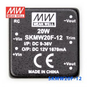 SKMW20F-12 20W 9~36V 转 12V 1.67A 非稳压单路输出明纬DC-DC模块电源