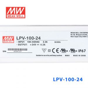 LPV-100-24   100W   24V   4.2A 明纬牌恒压输出IP67防水塑壳LED照明电源