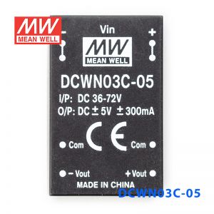 DCWN03C-05 3W 36~72V 转 ±5V 0.3A 非稳压双路输出DC-DC模块电源