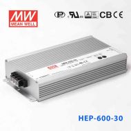 HEP-600-30   600W   30V  20A   高效率无风扇密封全灌胶恶劣环境适用明纬开关电源