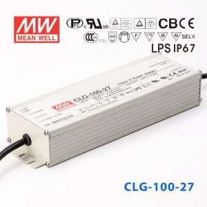 CLG-100-27 100W 27V 3.55A 恒压+可改恒流有PFC铝壳明纬IP67防水LED电源