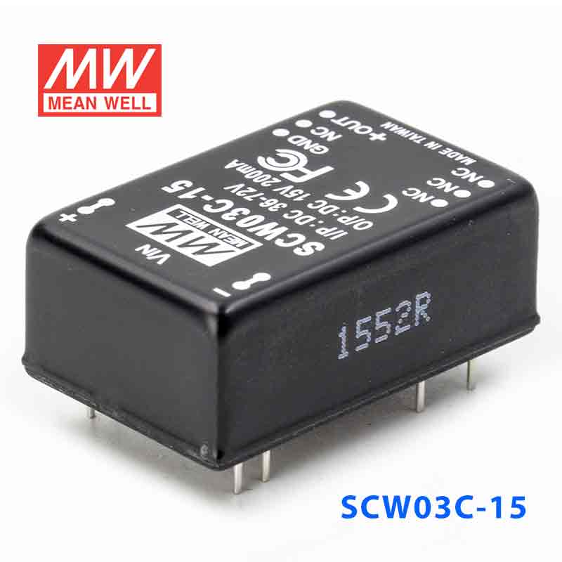 SCW03C-15  3W  36~72V  输入15V  稳压单路输出明纬DC-DC转换模块电源