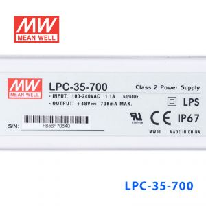 LPC-35-700 35W 700mA恒流输出明纬牌IP67防水塑壳LED电源