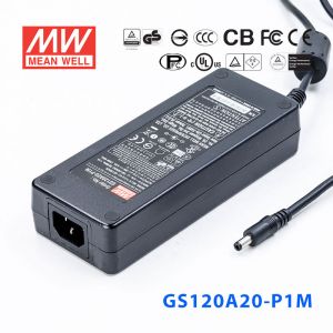 GS120A20-P1M 120W 20V6A 输出绿色能源明纬电源适配器(三线插口) 