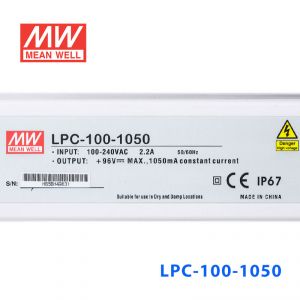 LPC-100-1050 100W 1050mA恒流输出明纬牌IP67防水塑壳LED电源