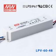 LPV-60-48   60W   48V   1.25A明纬牌恒压输出IP67防水塑壳LED照明电源