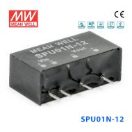 SPU01N-12 1W 24V 转 12V 非稳压单路输出明纬DC-DC转换模块电源