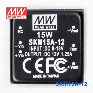 SKM15A-12  15W  9~18V  输入 12V 1.25A 单路稳压输出明纬DC-DC转换模块电源