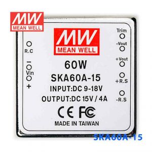 SKA60A-15  60W  9~18V 输入 15V 4A 明纬单路稳压输出DC-DC转换电源