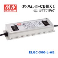 ELGC-300-L-AB 300W 116~232V 1400mA AB型(恒功率可调/三合一调光/铝壳IP67/100～305Vac输入)明纬PFC防水高压恒功率LED电源