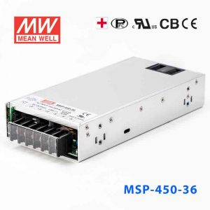 MSP-450-36  450W  36V 12.5A  单路输出带功率因素校正高可靠医疗型明纬开关电源