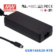 GSM160A20-R7B 160W 20V8.0A输出明纬高能效医疗型外置桌面型电源适配器