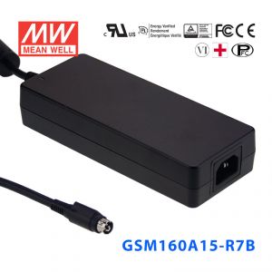 GSM160A15-R7B 144W 15V9.6A输出明纬高能效医疗型外置桌面型电源适配器