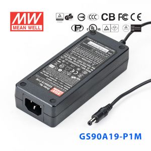 GS90A19-P1M 90W 19V4.74A 输出绿色能源明纬电源适配器(三线插口)