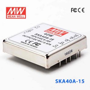 SKA40A-15  40W  9~18V 输入 15V  2.67A 稳压单路输出明纬DC-DC转换模块电源