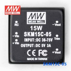 SKM15C-05  15W  36~75V  输入 5V 3A 单路稳压输出明纬DC-DC转换模块电源