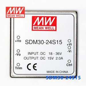 SDM30-24S15  30W  18~36V  输入  15V  稳压单路输出明纬DC-DC转换模块电源