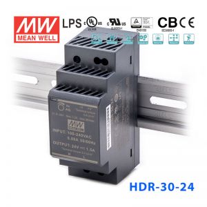 HDR-30-24  30W 24V 1.5A  单路输出明纬超薄型导轨安装电源