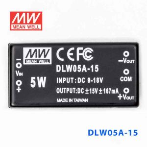 DLW05A-15  5W  9~18V  输入  ±15V  稳压双路输出明纬DC-DC转换模块电源