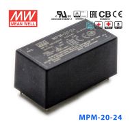 MPM-20-24台湾明纬21.6W 80~264V输入 24V0.9A输出医疗基板型电源