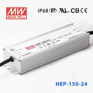 HEP-150-24A 150W 24V 6.3A 无风扇全密封IP65防护输出电压/电流可调高效率明纬电源