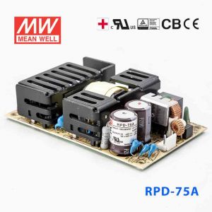 RPD-75A  75W  +5V 9.5A +12V 4A  双路输出微漏电低空载损耗医用无外壳明纬开关电源