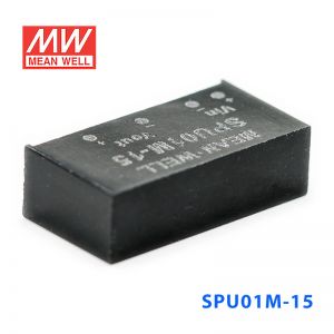 SPU01M-15 1W 12V 转 15V 非稳压单路输出明纬DC-DC转换模块电源